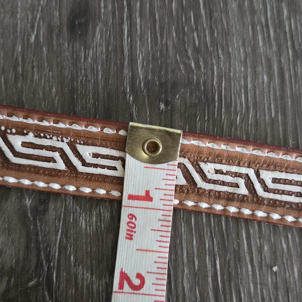 Handcrafted Western Boho Brown Leather Belt 28